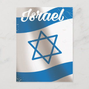 Postal Cartel vintage de viaje bandera nacional de Israel