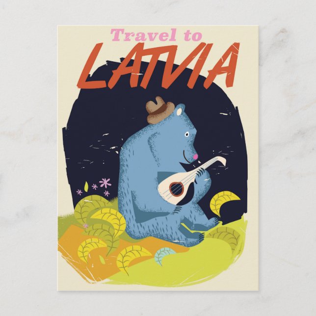 Postal Cartel vintage de viaje de Letonia (Anverso)