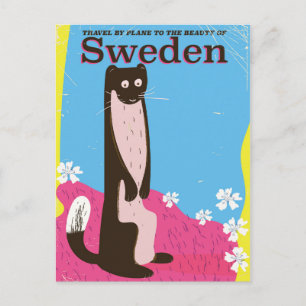 Postal Cartel vintage de viaje de Suecia