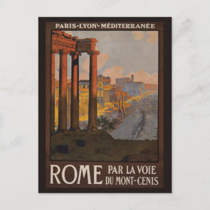 Postal Cartel vintage de viaje del Foro Romano al amanece