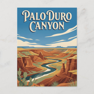 Postal Cartel Vintage del Cañón Palo Duro Texas Roca Roja