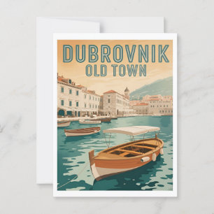 Postal Cartel vintage del casco antiguo de Dubrovnik – Pa