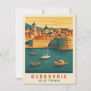 Postal Cartel vintage del casco antiguo de Dubrovnik – Pa