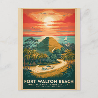 Postal Cartel Vintage del Montículo del Templo de Fort Wa