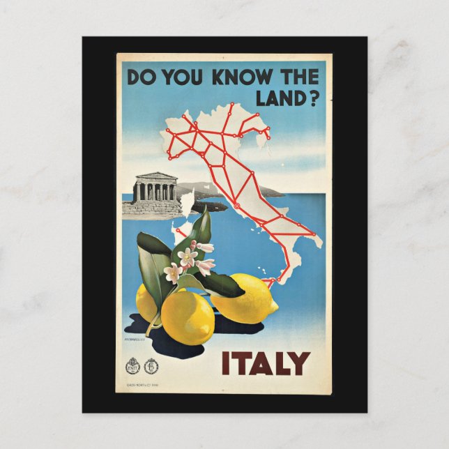 Postal Cartel vintage, Italia, (Anverso)
