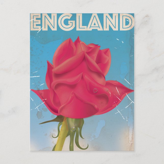 Postal Cartel Vintage Rosa de Inglaterra (Anverso)