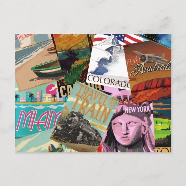 Postal Carteles de viaje antiguos (Anverso)