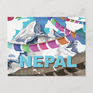 Postal carteles de viaje de banderas de oración himalayas