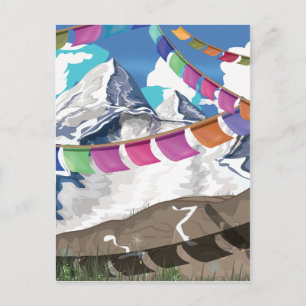 Postal carteles de viaje de banderas de oración himalayas