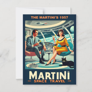 Postal Carteles de viaje espacial Martini: El Martini de