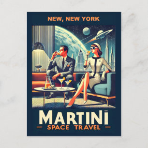 Postal Carteles de viaje espacial Martini New York