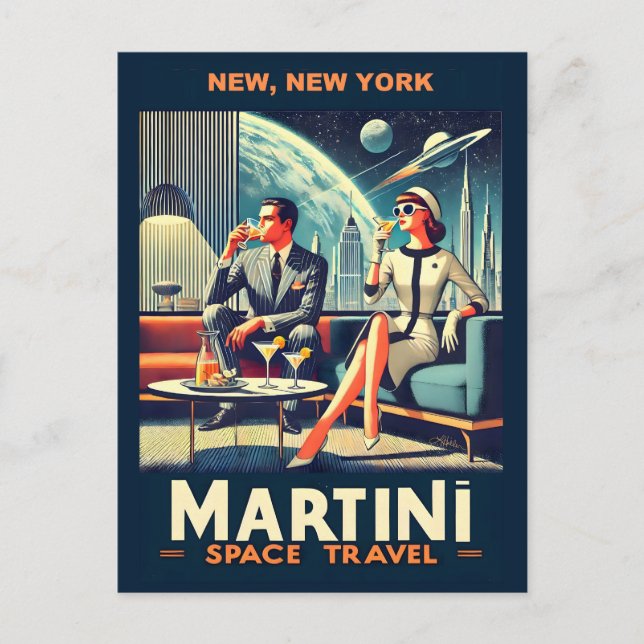 Postal Carteles de viaje espacial Martini New York (Anverso)