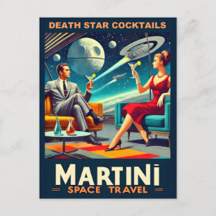 Postal Carteles de viaje espaciales Martini Tragos de la