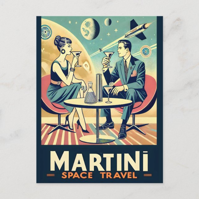 Postal Carteles de viajes espaciales de Martini (Anverso)