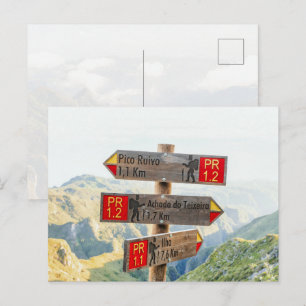 Postal Carteles del Sendero Madeira Pico Ruivo Senderismo