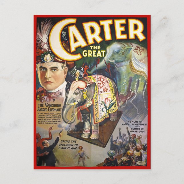 Postal Carter El gran Poster mago vintage restaurado (Anverso)