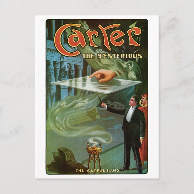 Postal Carter El misterioso ~ Vintage Magic Act (Anverso)