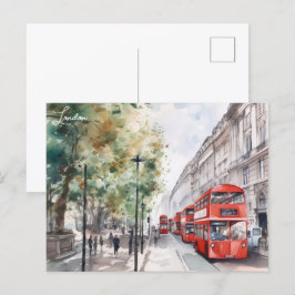 Postal Cartera de viaje del autobús rojo de la ciudad de 