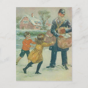 Postal Cartero y niños