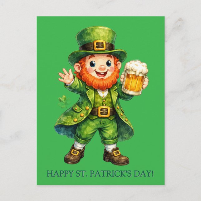 Postal Cartoon Lucky Leprechaun St. Patrick's Day Card (Anverso)