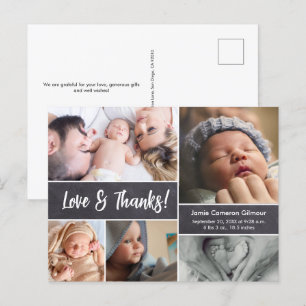 Postal Cartucho moderno Amor Gracias collage de fotos de