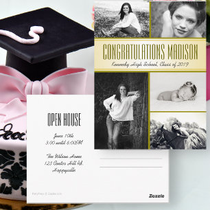 Postal Casa abierta de graduación de hijas multifotográfi