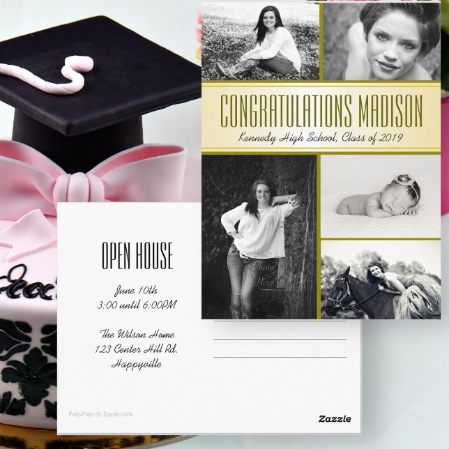 Postal Casa abierta de graduación de hijas multifotográfi (Subido por el creador)