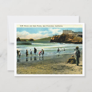 Postal Casa acantilado de San Francisco y Rocas de los añ