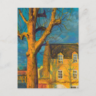 Postal Casa Amarilla Árbol Antiguo Paisaje Normandía Fran