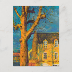 Postal Casa Amarilla Árbol Antiguo Paisaje Normandía Fran