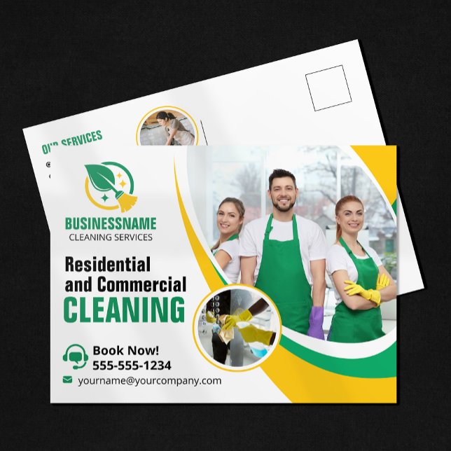 Postal Casa Amarilla Verde Limpieza de empleada doméstica (Subido por el creador)