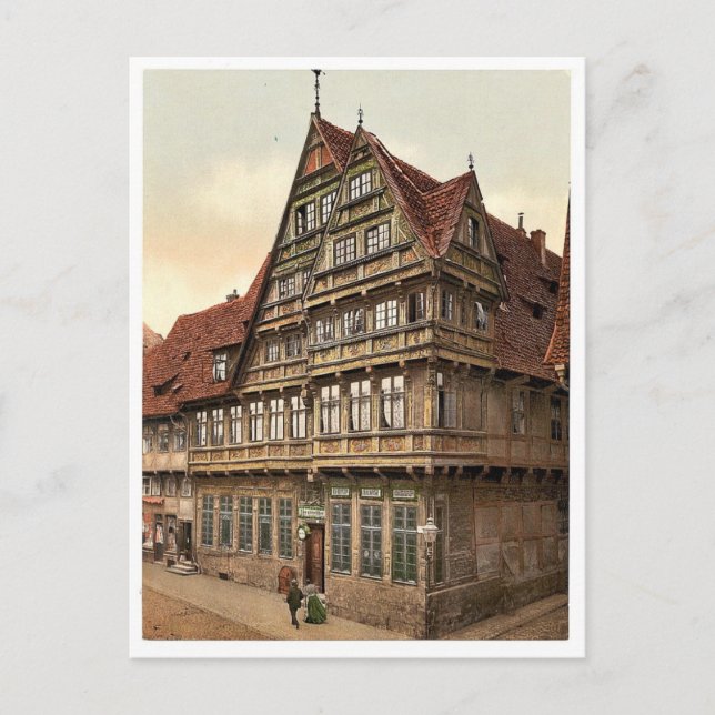 Postal Casa antigua, Hildesheim, Hanover, Alemania magnif (Anverso)