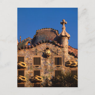 Postal Casa Batiló, Arquitectura de Gaudí, Barcelona,