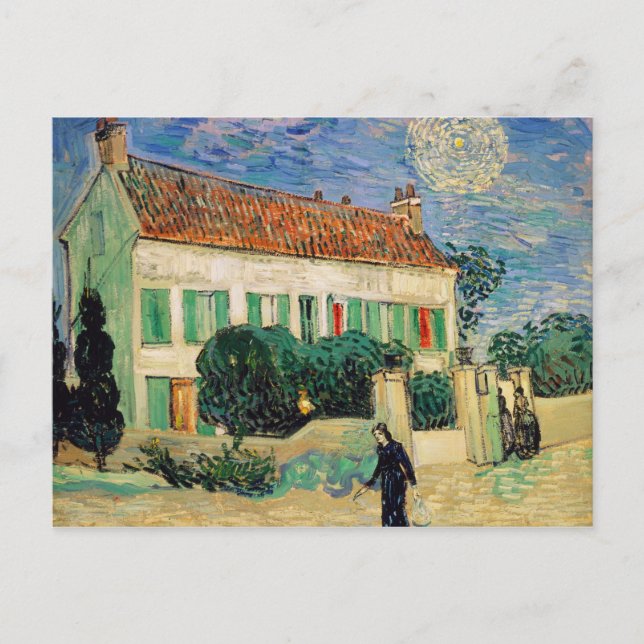 Postal Casa Blanca en la noche, 1890 de Vincent van Gogh (Anverso)