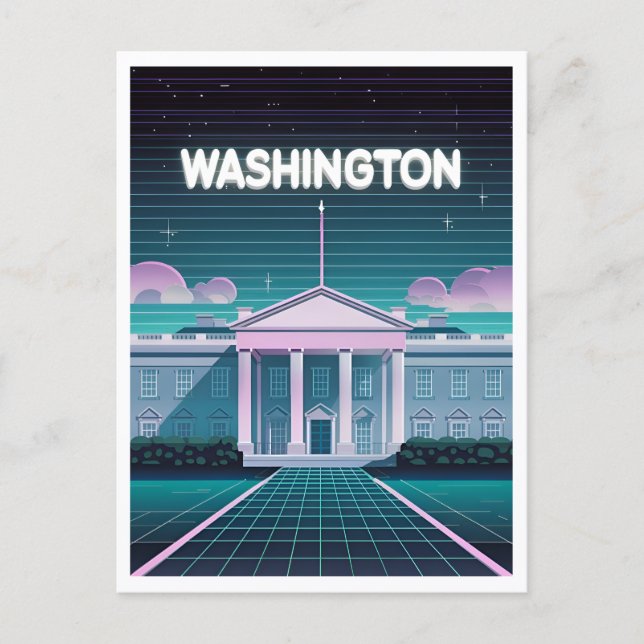 Postal Casa Blanca Sintonizada LoFi Retro 80 Washington D (Anverso)