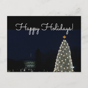 Postal Casa Blanca y árbol de Navidad nacional vacaciones