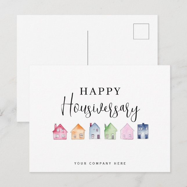 Postal Casa colorida Feliz Inmobiliaria Housiversaria (Anverso / Reverso)