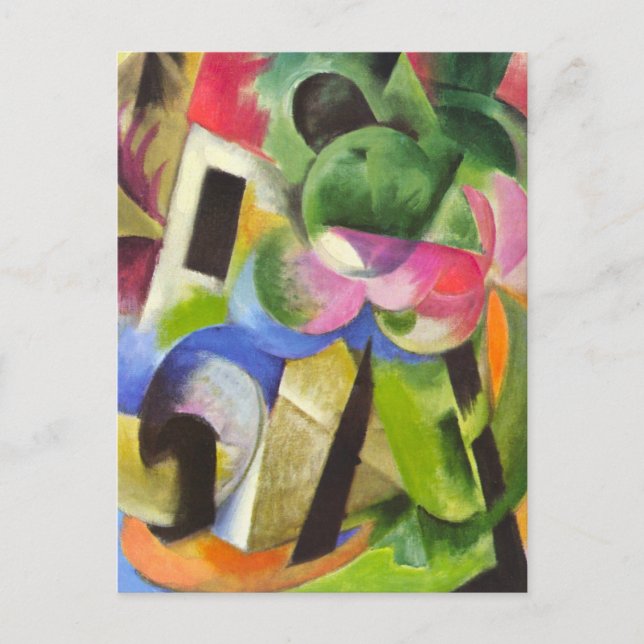 Postal Casa con árboles de Franz Marc, Bella Artes de la  (Anverso)