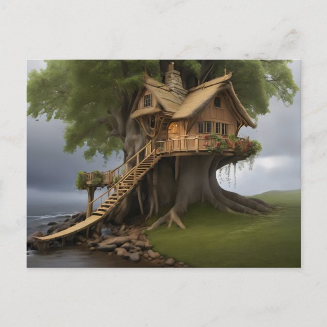 Postal Casa de árbol redonda (Anverso)