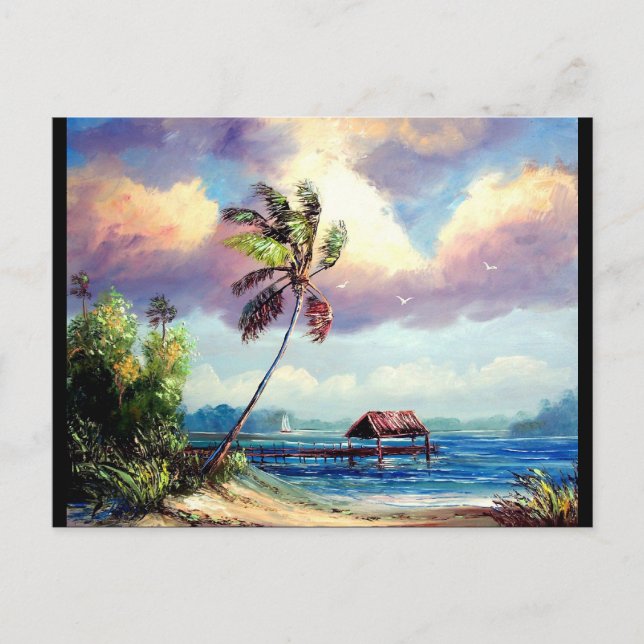 Postal Casa de botes tropicales (Anverso)