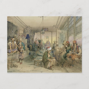Postal Casa de café, Constantinopla, 1854 (pluma y tinta