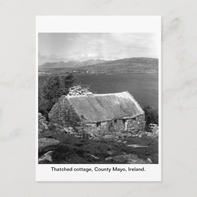 Postal Casa de campo con paja de Irlanda, condado de Mayo (Anverso)