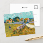 Postal Casa de campo en Provenza | Vincent van Gogh<br><div class="desc">Casa de campo en Provenza (1888) del artista holandés post-impresionista Vincent Van Gogh. El arte original es una pintura al paisaje de lienzos en vivos tonos amarillos dorados y azul acuático. Utilice las herramientas de diseño para agregar texto personalizado o personalizar la imagen.</div>