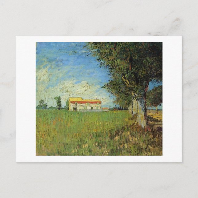 Postal Casa de campo en un campo de trigo, Vincent van Go (Anverso)