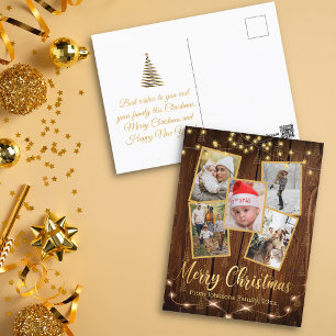 Postal casa de campo rústica de oro de navidad navidad 5