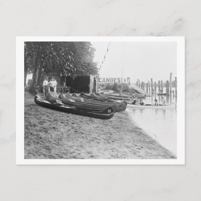 Postal Casa de canoa Yocum, Parque de playa Arlington (Anverso)