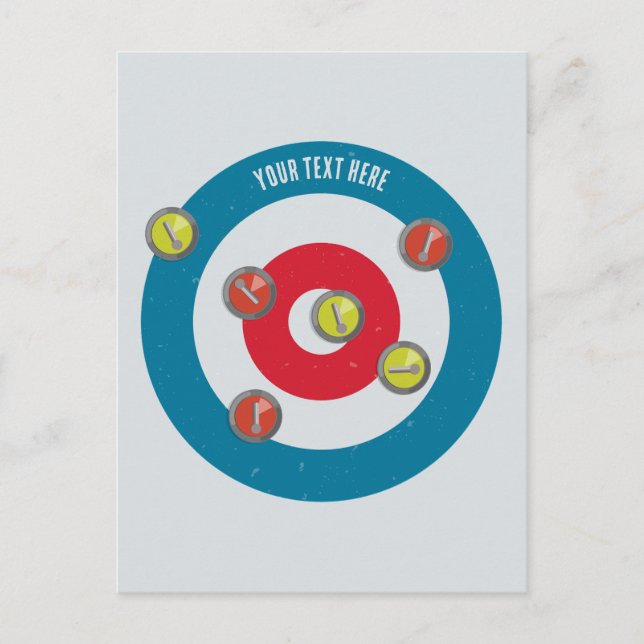 Postal Casa de curling y piedras de curling vista superio (Anverso)