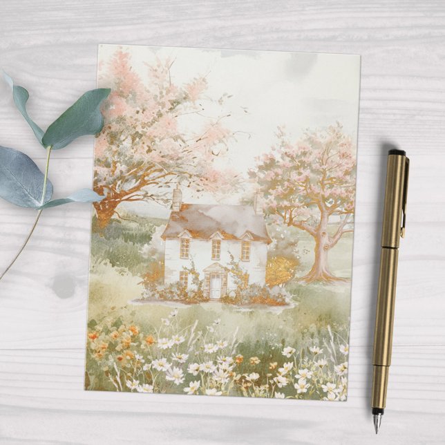 Postal Casa de época en la pradera verde del arte de Cott (In situ)