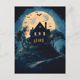 Postal Casa de fantasía en una colina, concepto de Hallow