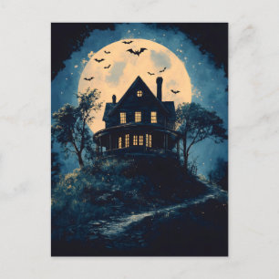 Postal Casa de fantasía en una colina, concepto de Hallow